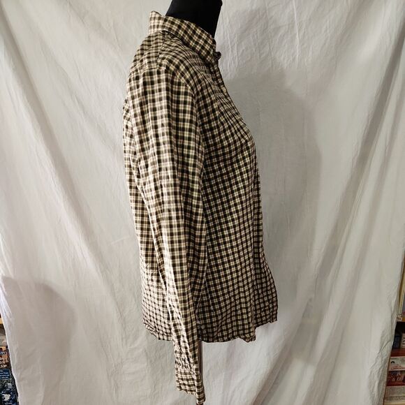 Lauren Ralph Lauren L 100% Cotton Plaid Lightweight Button Down Shirt Fall Color - Picture 6 of 12